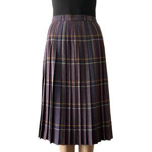 Vintage Jaegar Purple and Blue Pleated Wool Size 12-26inch Waist Skirt